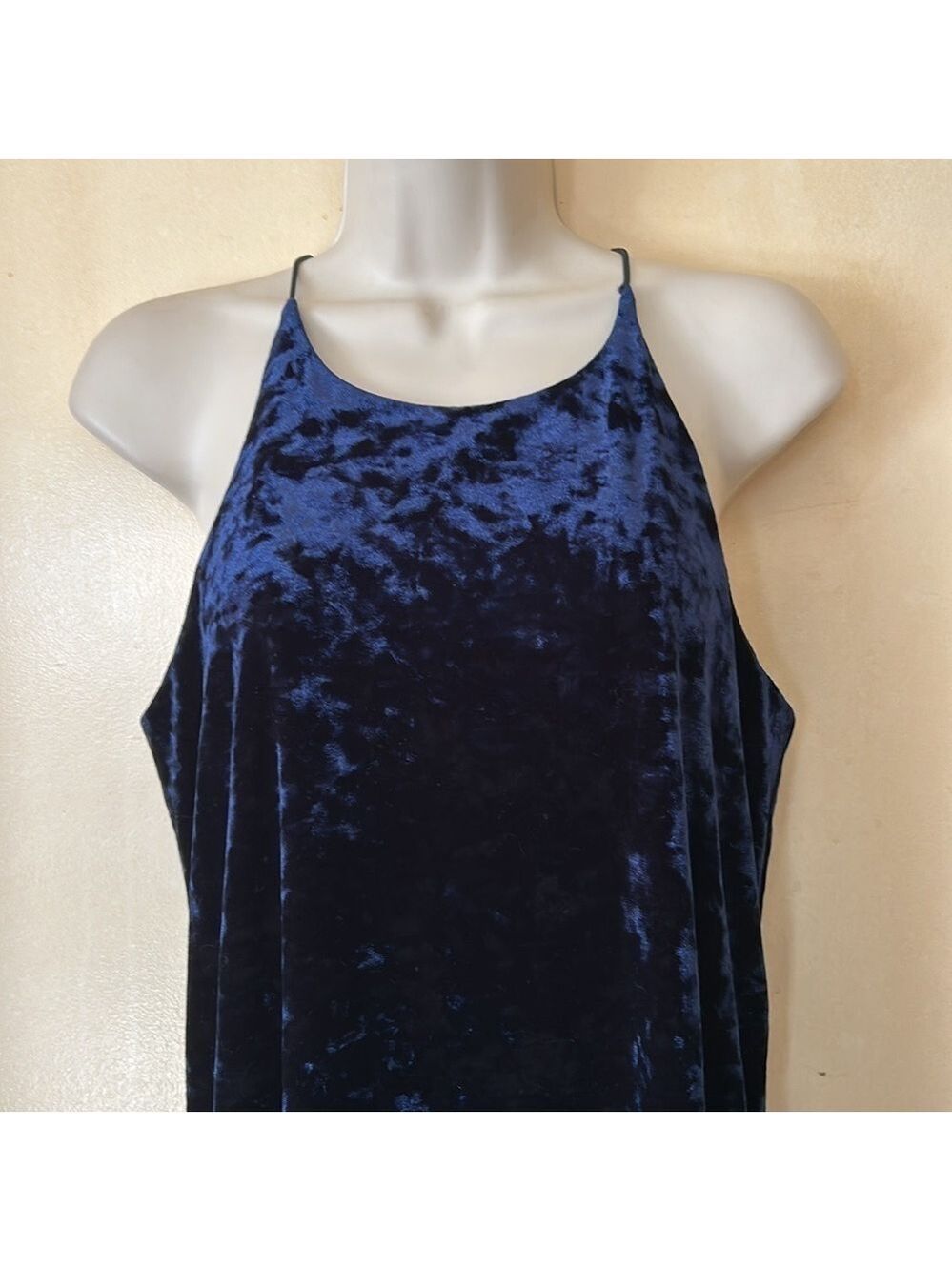 Necessary Objects jewel blue crushed velvet swing dress size M - Picture 2 of 8